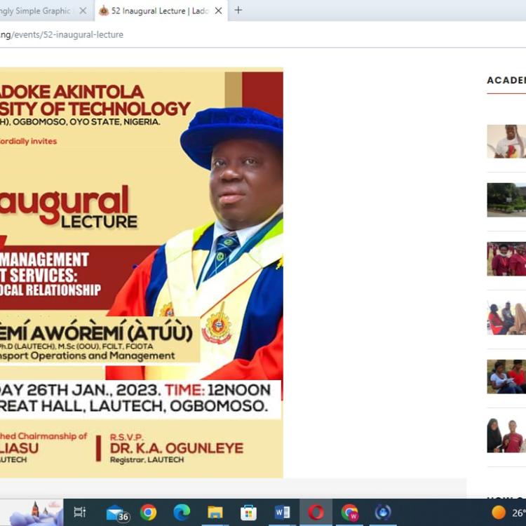 52nd inaugural Lecture